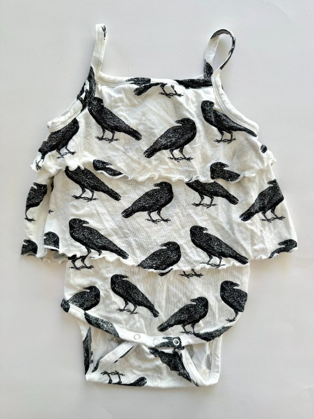 Kate Quinn 18-24M Girls Romper Raven Crow Print Halloween Bamboo